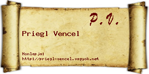 Priegl Vencel névjegykártya